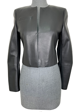 AKRIS Lambskin Leather Cropped Jacket Size Size S