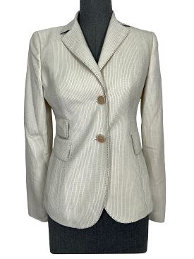 Akris Striped Cashmere Silk Blazer Jacket Size S