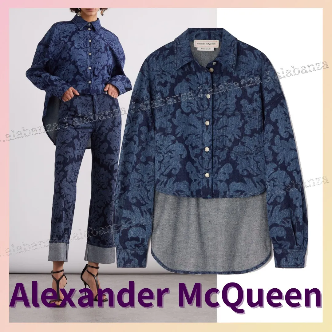 alexander mcqueen  |Flower Patterns Casual Style Long Sleeves Cotton