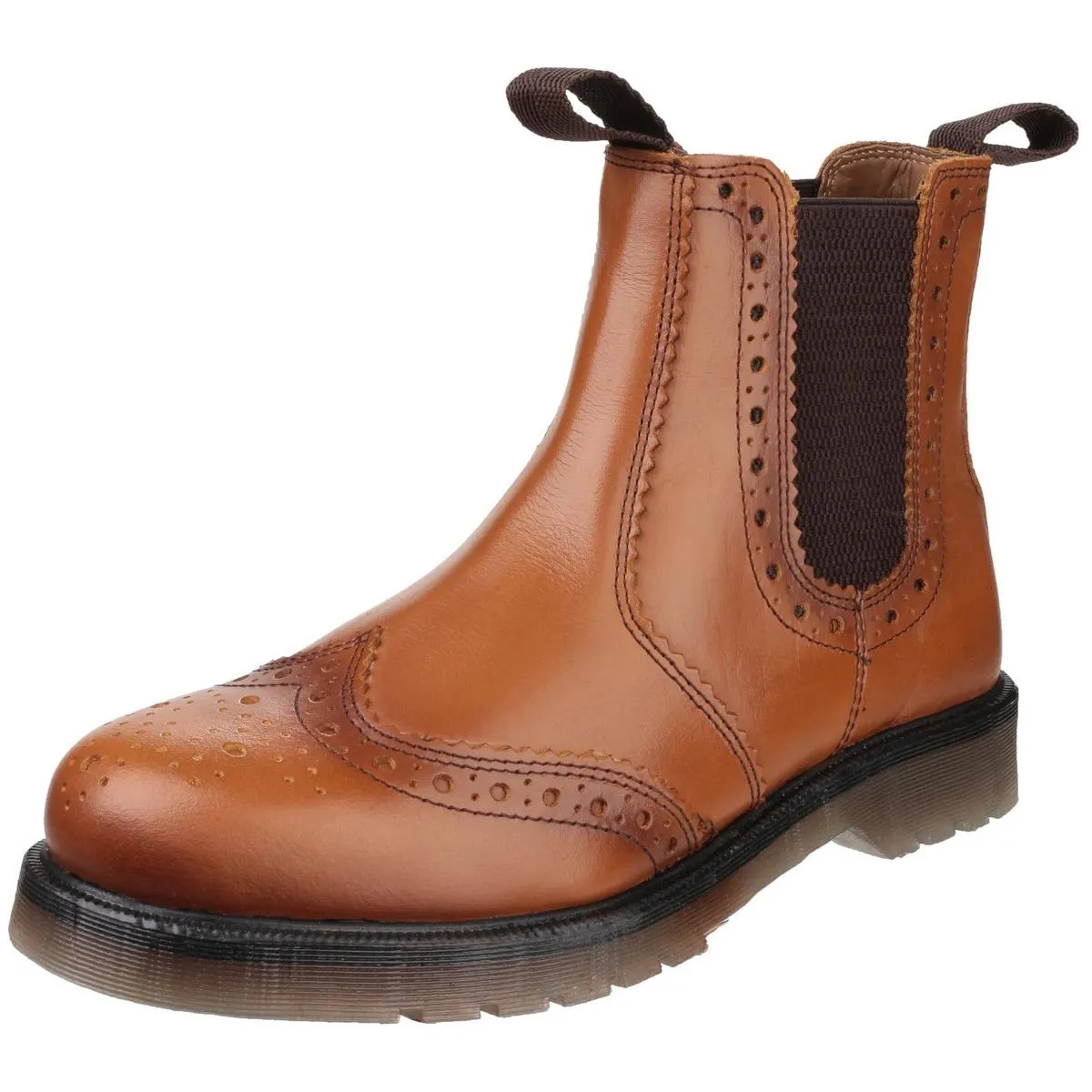 Amblers Dalby Pull On Brogue Boot Tan