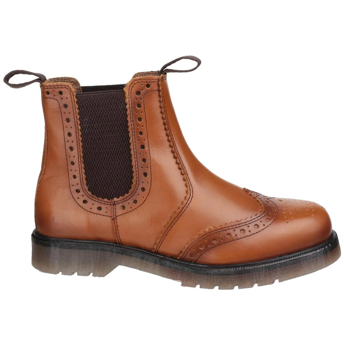 Amblers Dalby Pull On Brogue Boot Tan