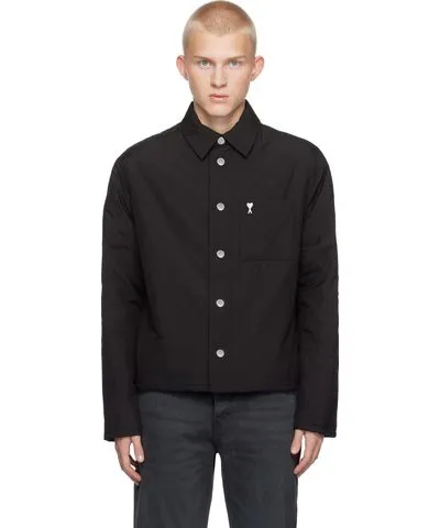 AMI PARIS Black Padded Ami de Coeur Overshirt