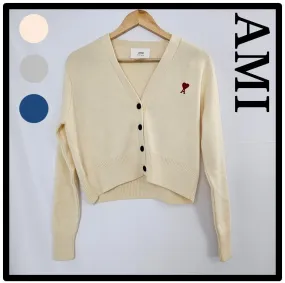 AMI PARIS  |Casual Style Street Style Logo Cardigans