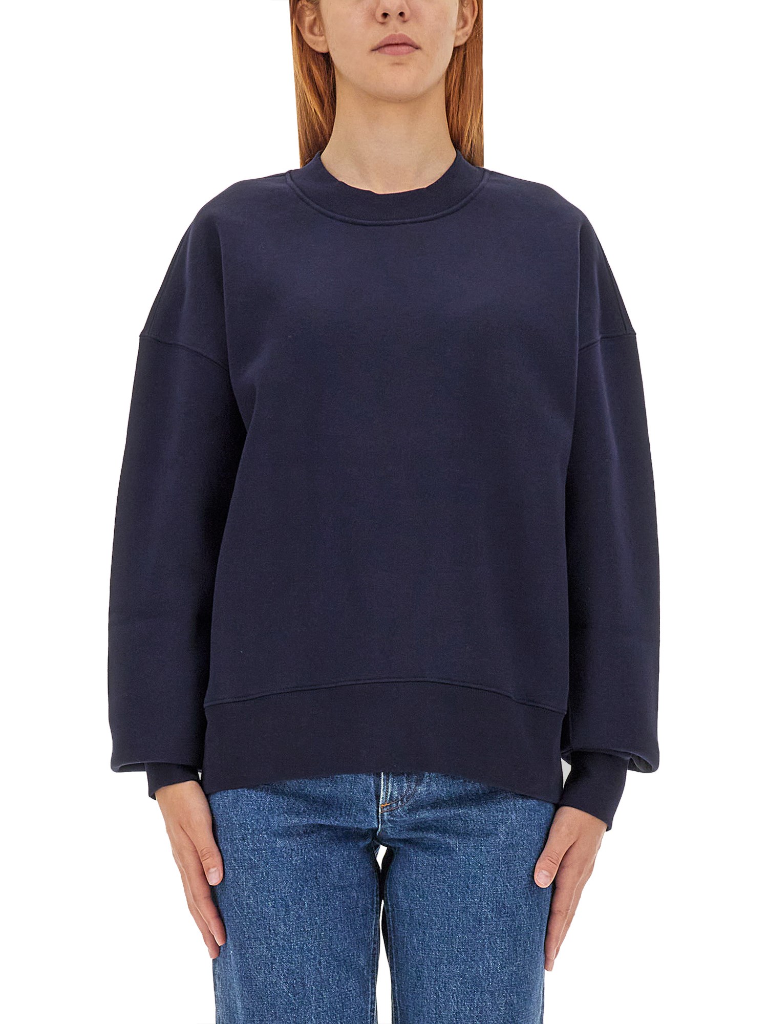 AMI PARIS    COTTON SWEATSHIRT WITH LOGO EMBROIDERY