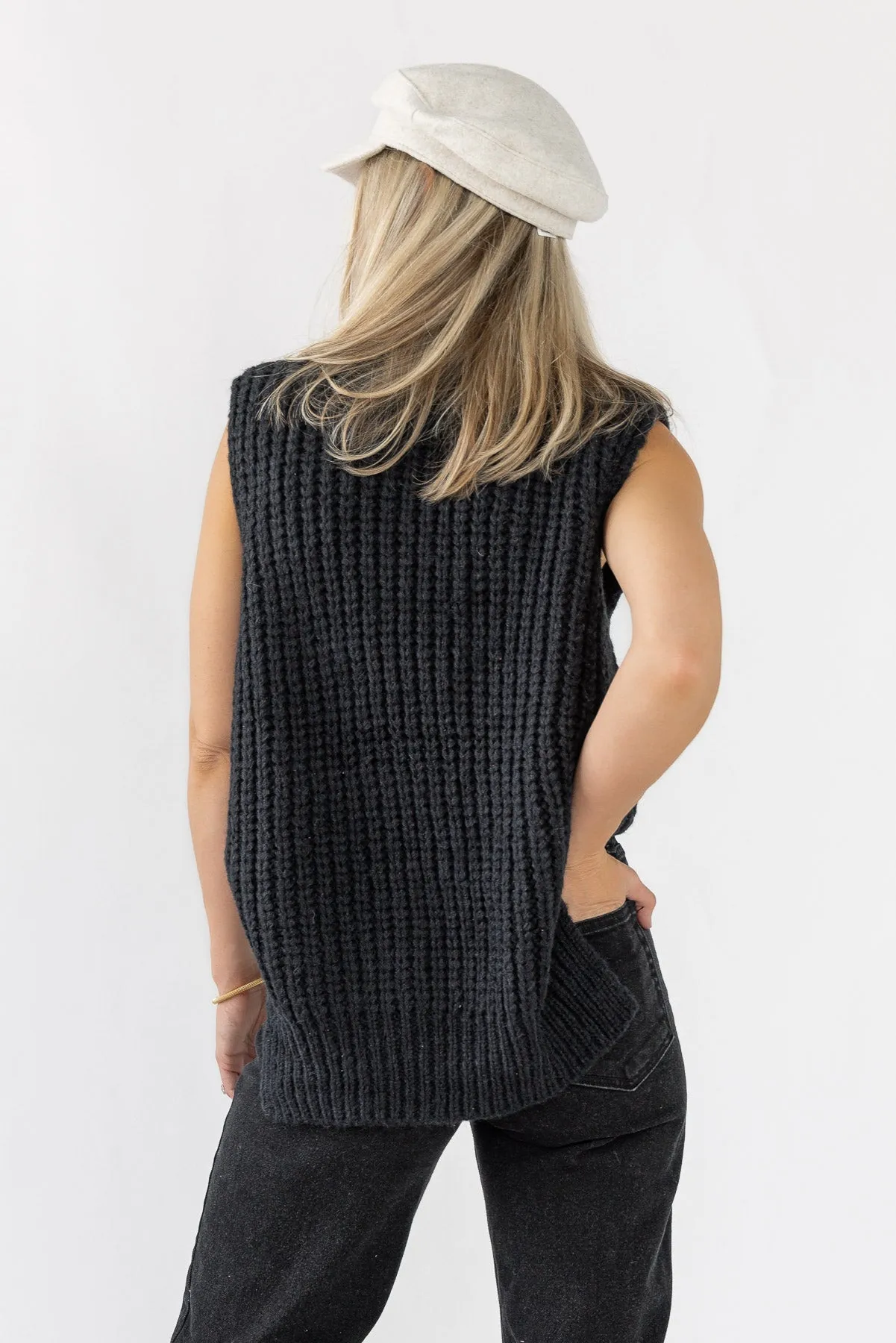 Aniyah Black Turtleneck Sweater Vest - Final Sale