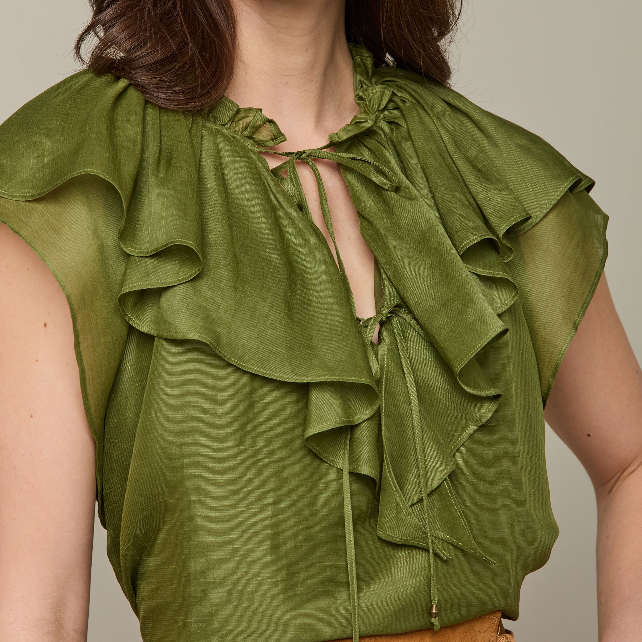 Aria Ruffle Blouse :: Olive