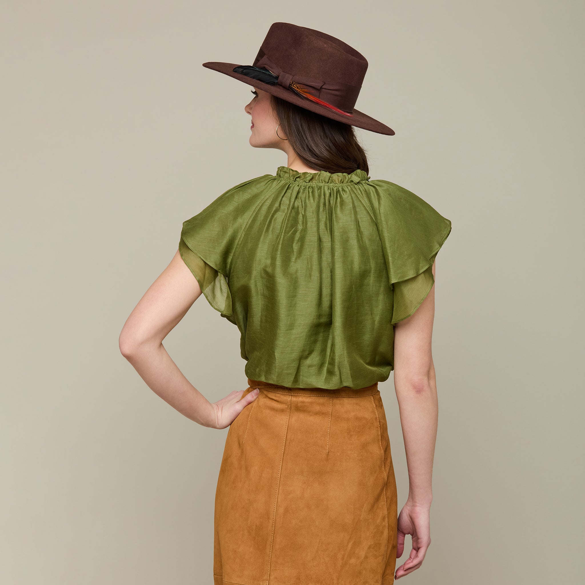 Aria Ruffle Blouse :: Olive