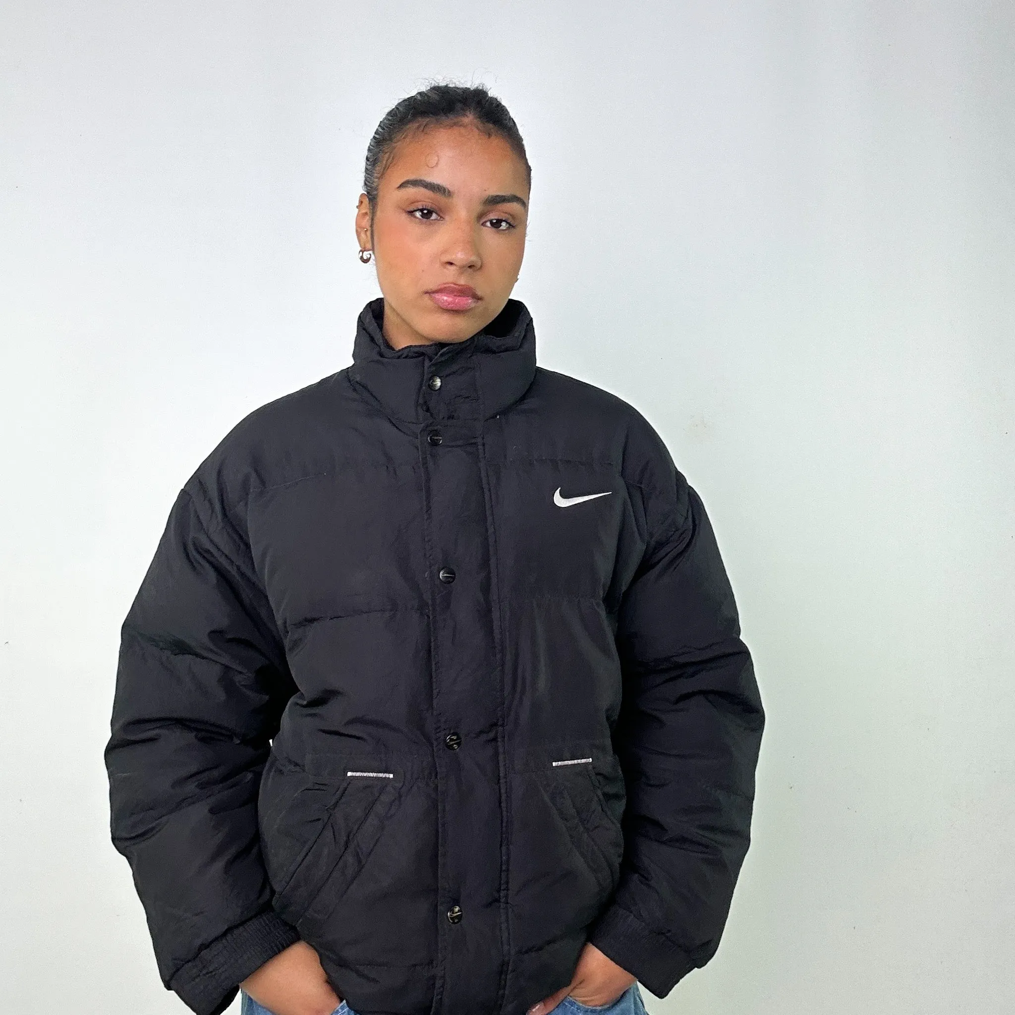 Black 90s NIKE Puffer Jacket Coat (L)