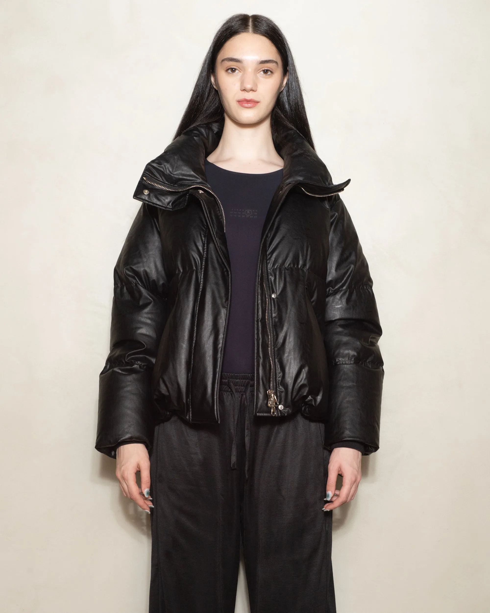 Black Panelled Puffer Jacket