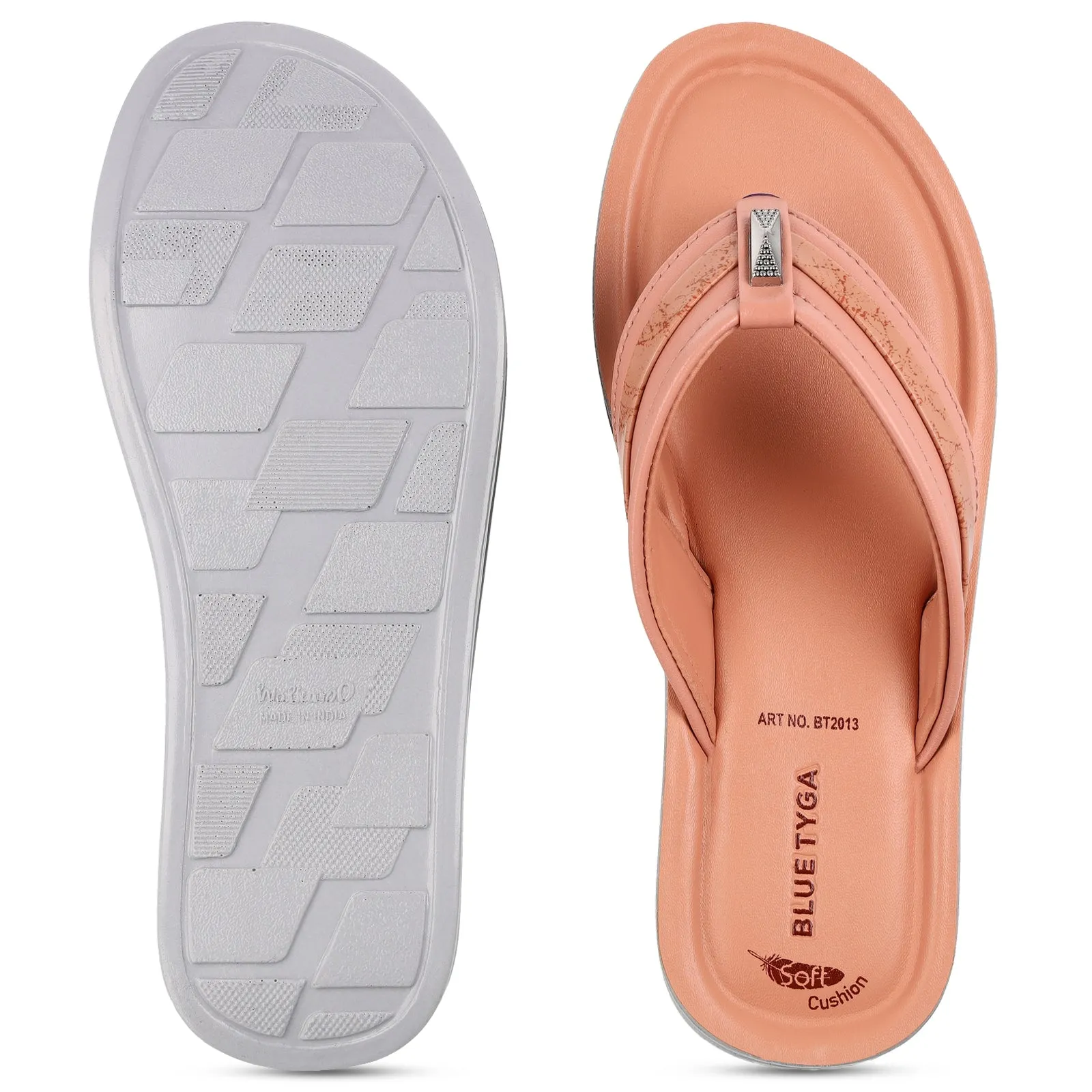 Blue Tyga Womens Textured Thong Sandals  - BT2013 Peach