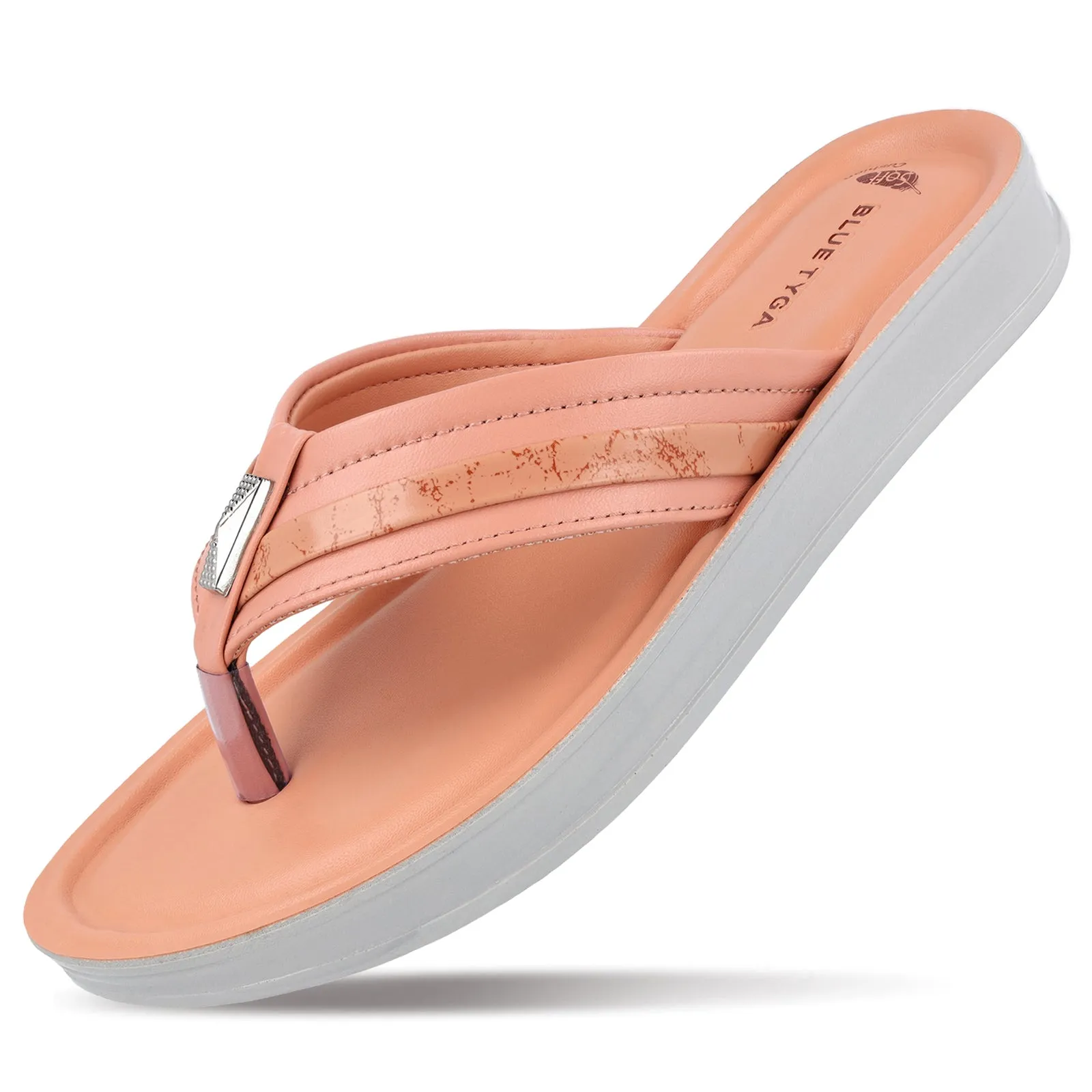 Blue Tyga Womens Textured Thong Sandals  - BT2013 Peach