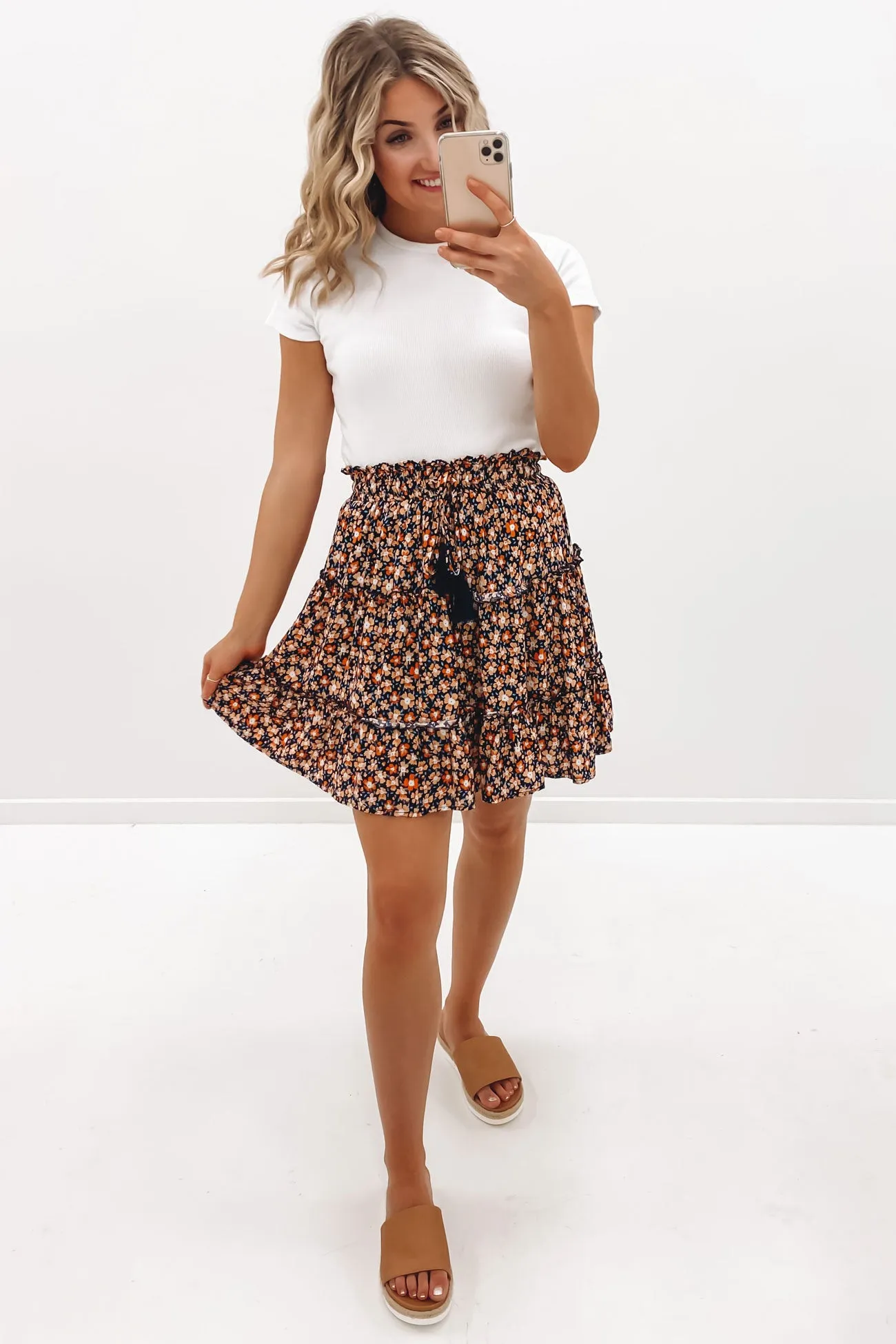 Bonny Skirt Navy Floral