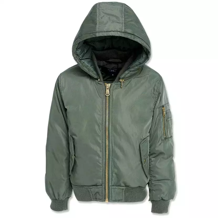 Boys Jordan Craig Squadron Hooded Bomber Jacket (Sage) 91610B