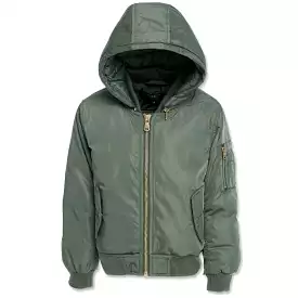 Boys Jordan Craig Squadron Hooded Bomber Jacket (Sage) 91610B