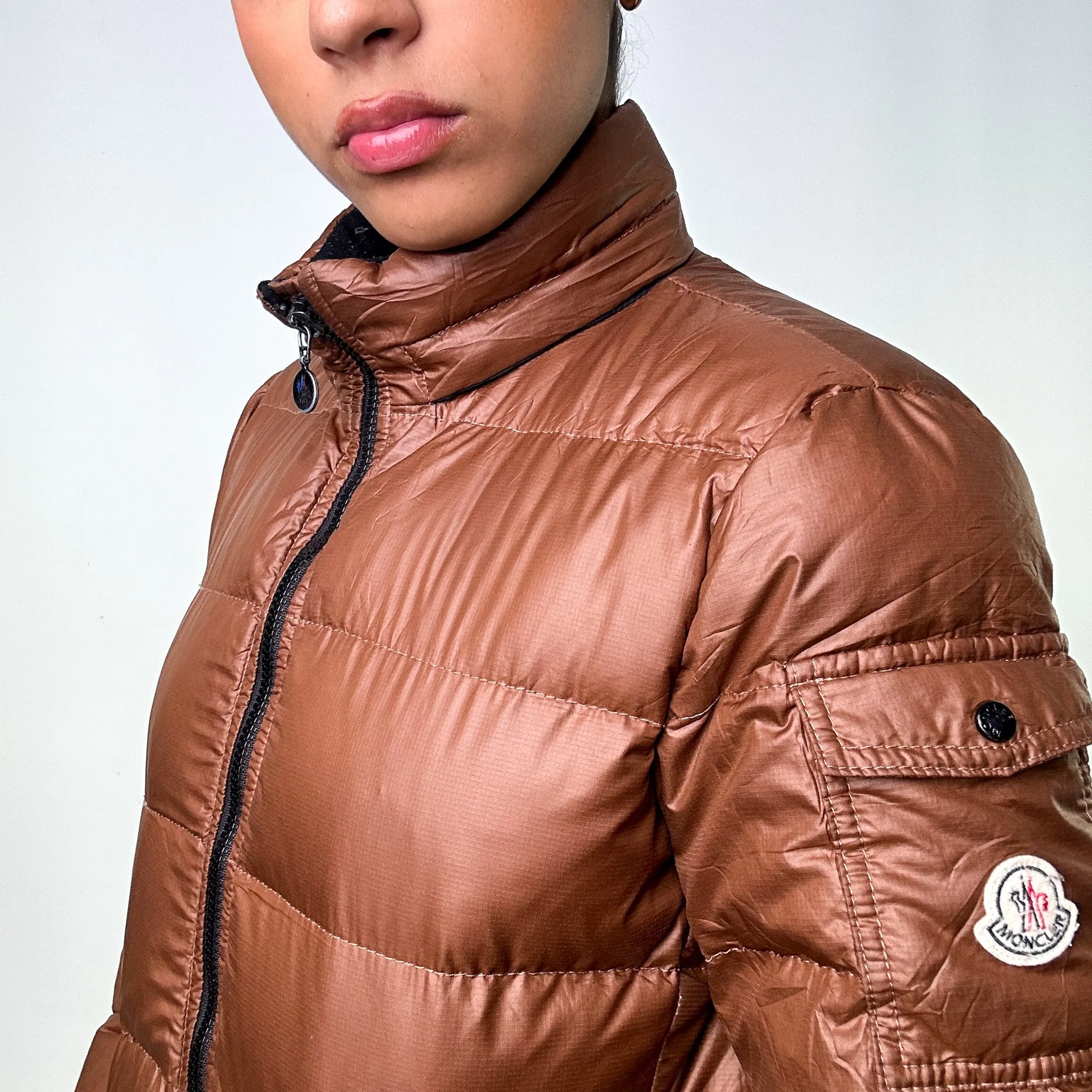 Brown y2ks Moncler Mokacine Puffer Jacket Coat (M)