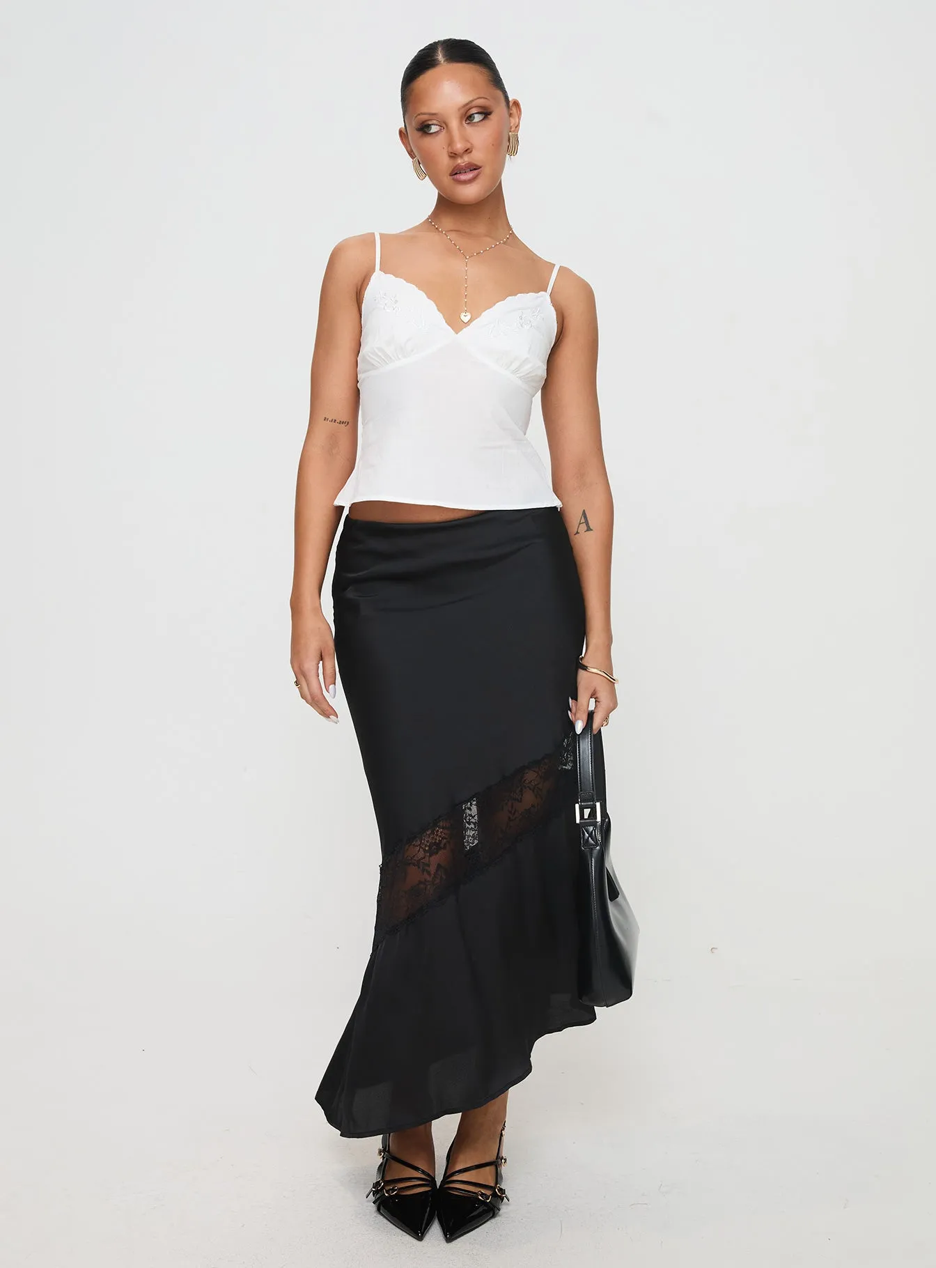 Carrion Lace Maxi Skirt Black