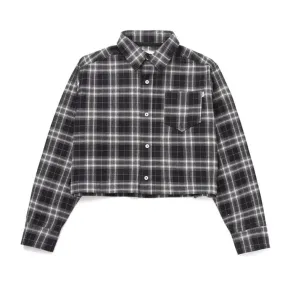 CHEMISE HUF WO CROP FLANNEL BLACK