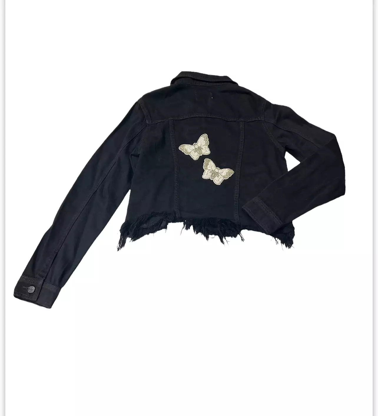 Collab Black Denim Jacket with Back Applique