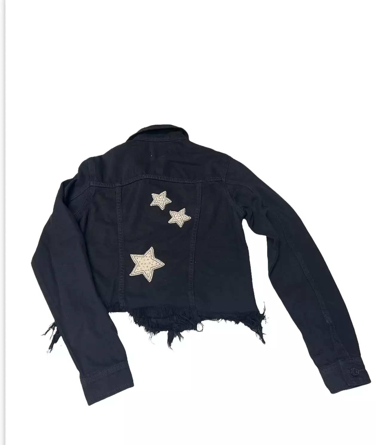 Collab Black Denim Jacket with Back Applique