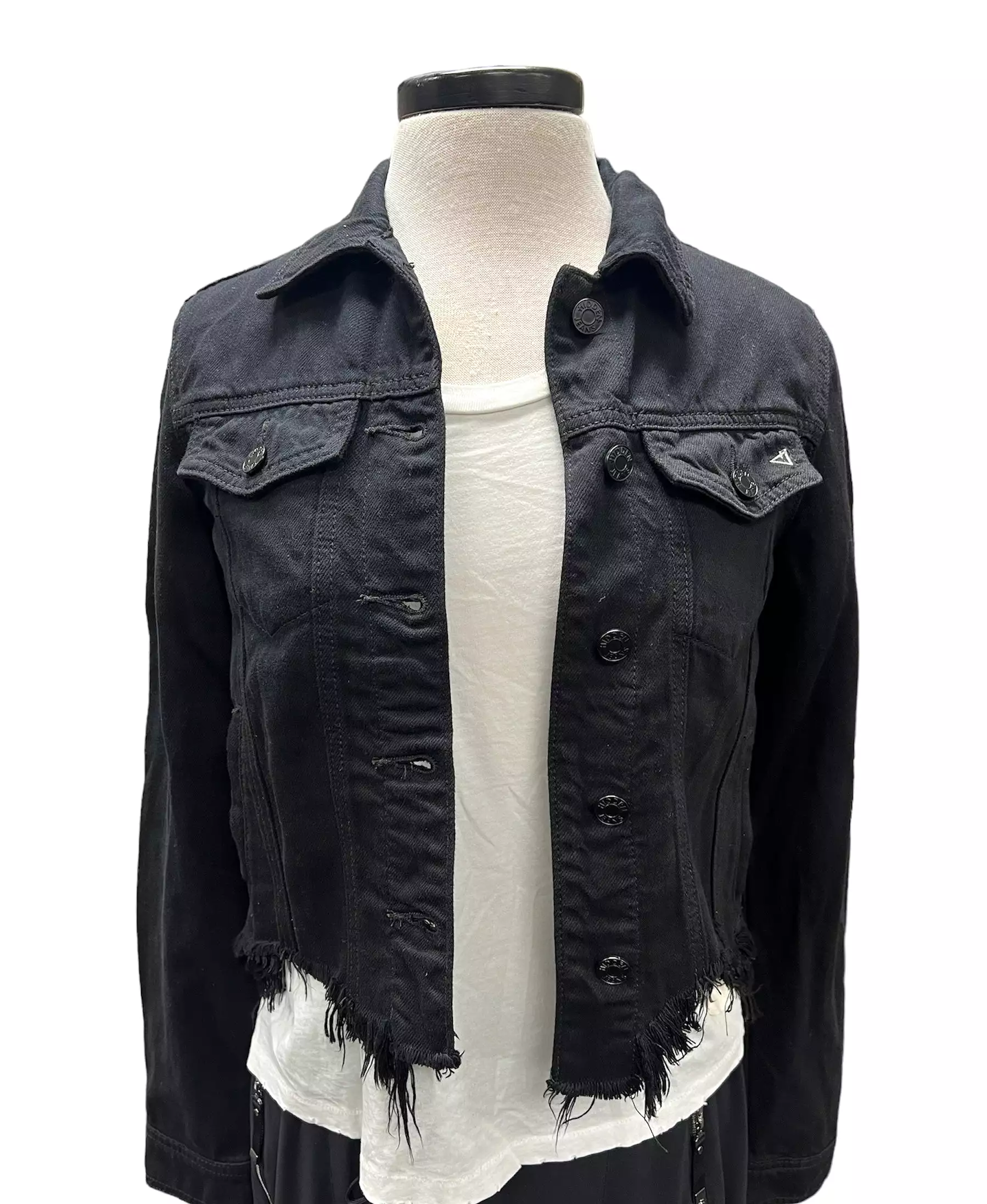 Collab Black Denim Jacket with Back Applique