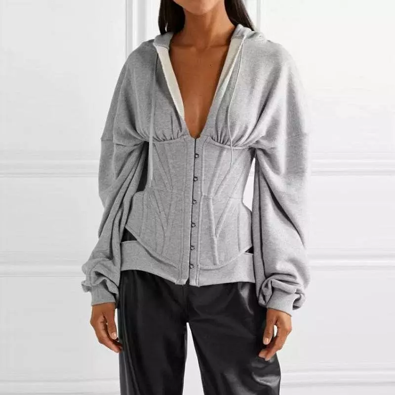 Corset Hoodie Sweatshirt in Gray