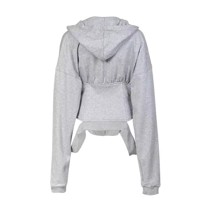 Corset Hoodie Sweatshirt in Gray