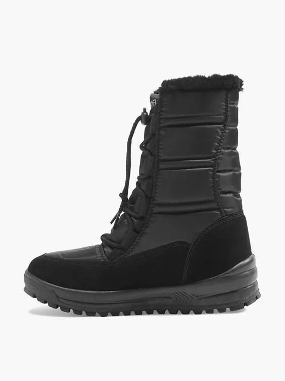 Cortina  Black Snow Boots with Elasticated Laces