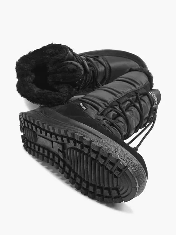 Cortina  Black Snow Boots with Elasticated Laces