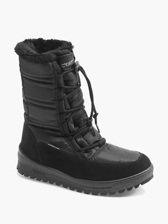 Cortina  Black Snow Boots with Elasticated Laces