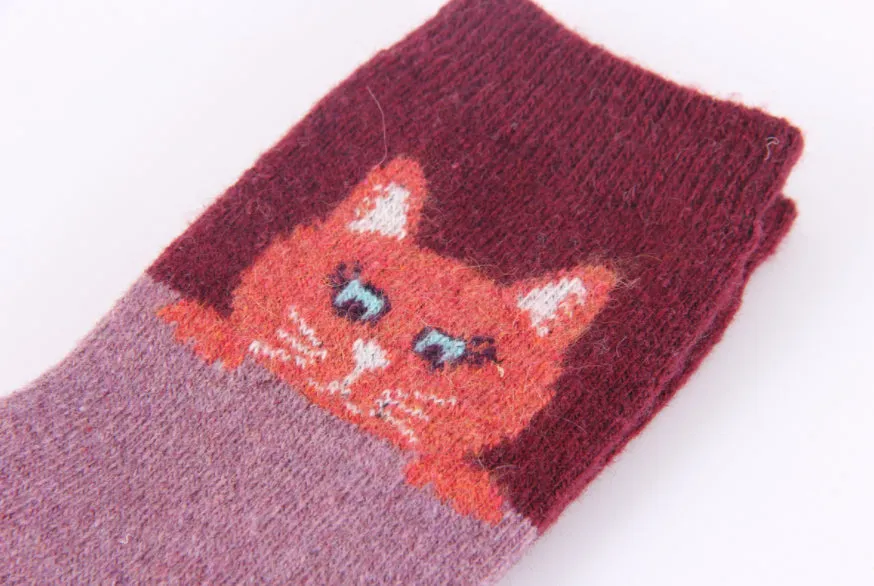 Cozy and Warm | Wool Socks | Pink Cat