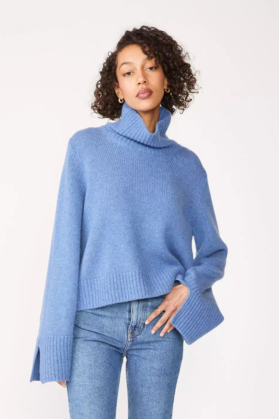 Cozy Cashmere Turtleneck Sweater in Powder Blue