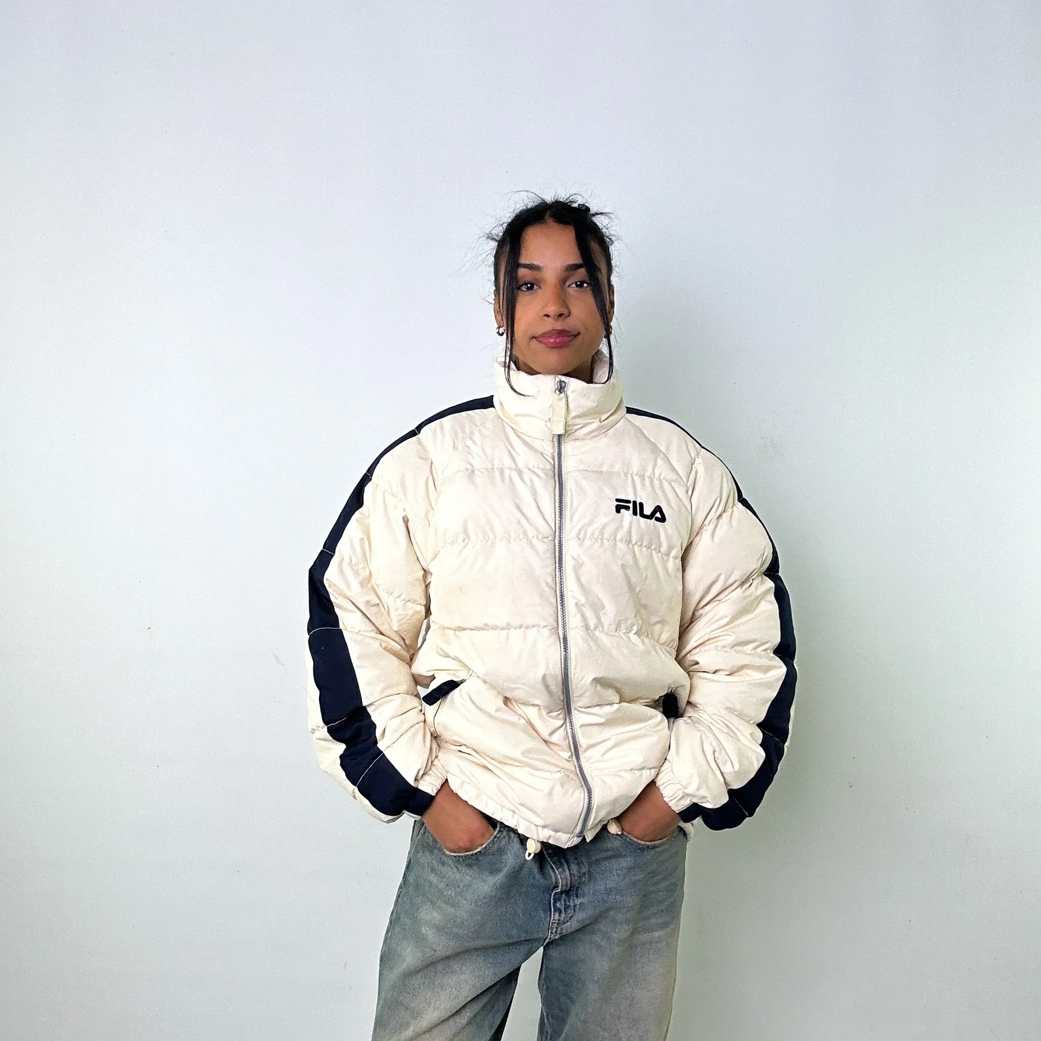 Cream 90s FILA Puffer Jacket Coat (M)