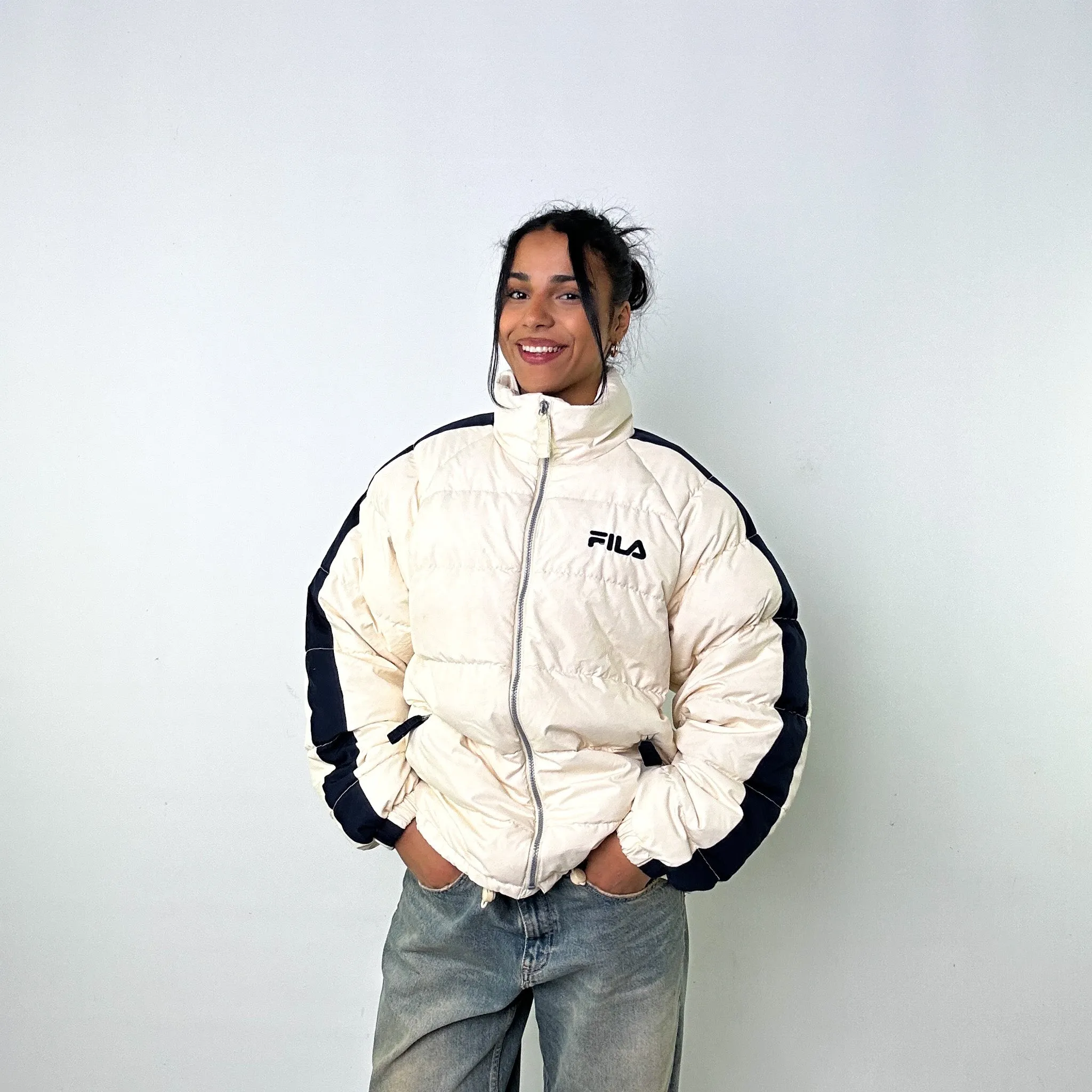 Cream 90s FILA Puffer Jacket Coat (M)