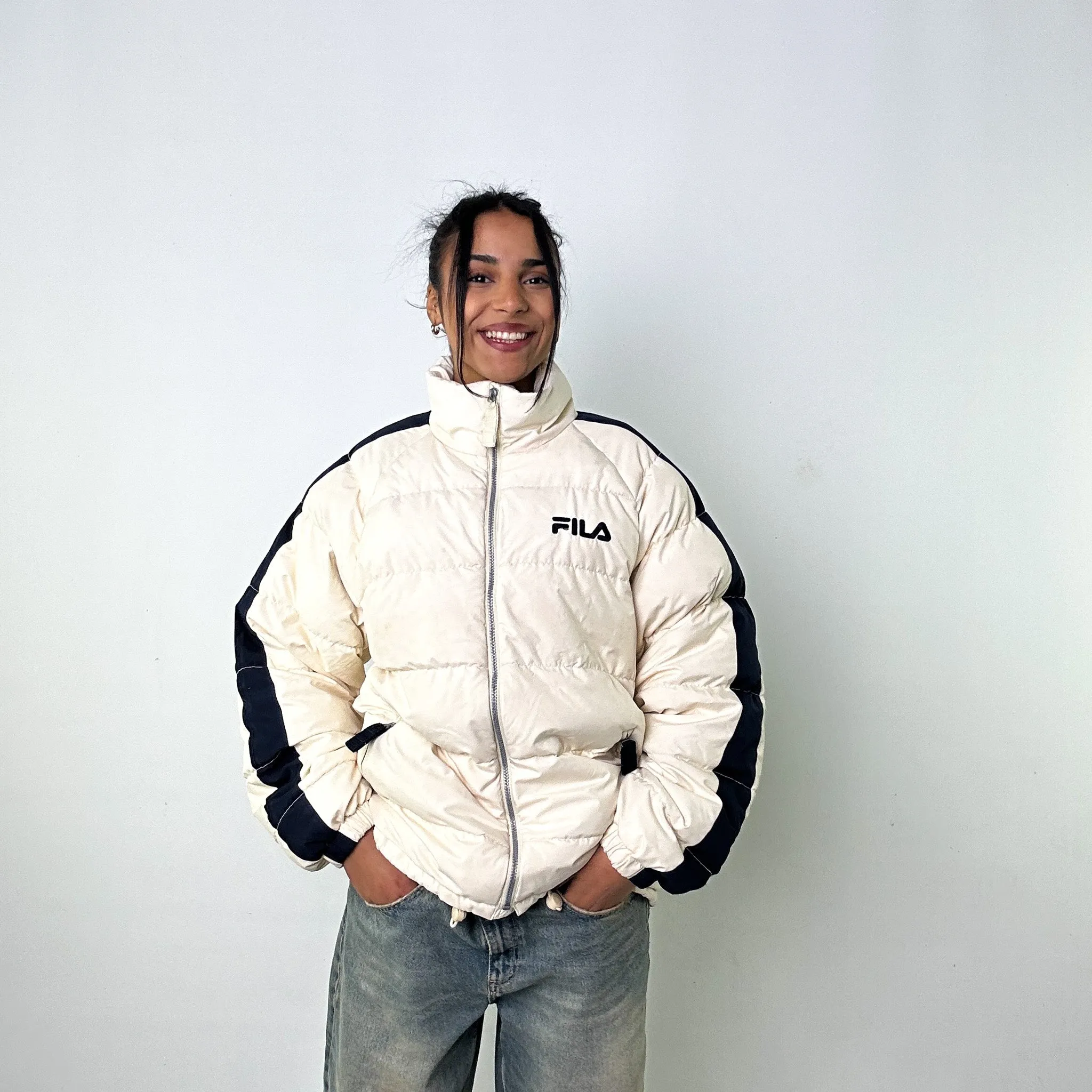 Cream 90s FILA Puffer Jacket Coat (M)