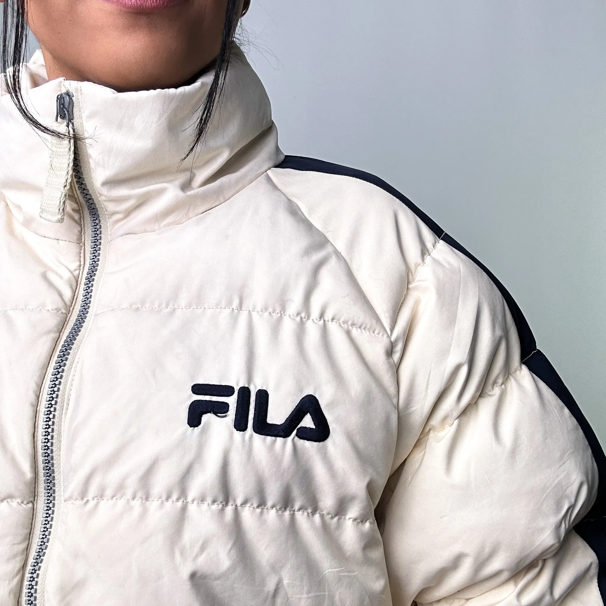 Cream 90s FILA Puffer Jacket Coat (M)