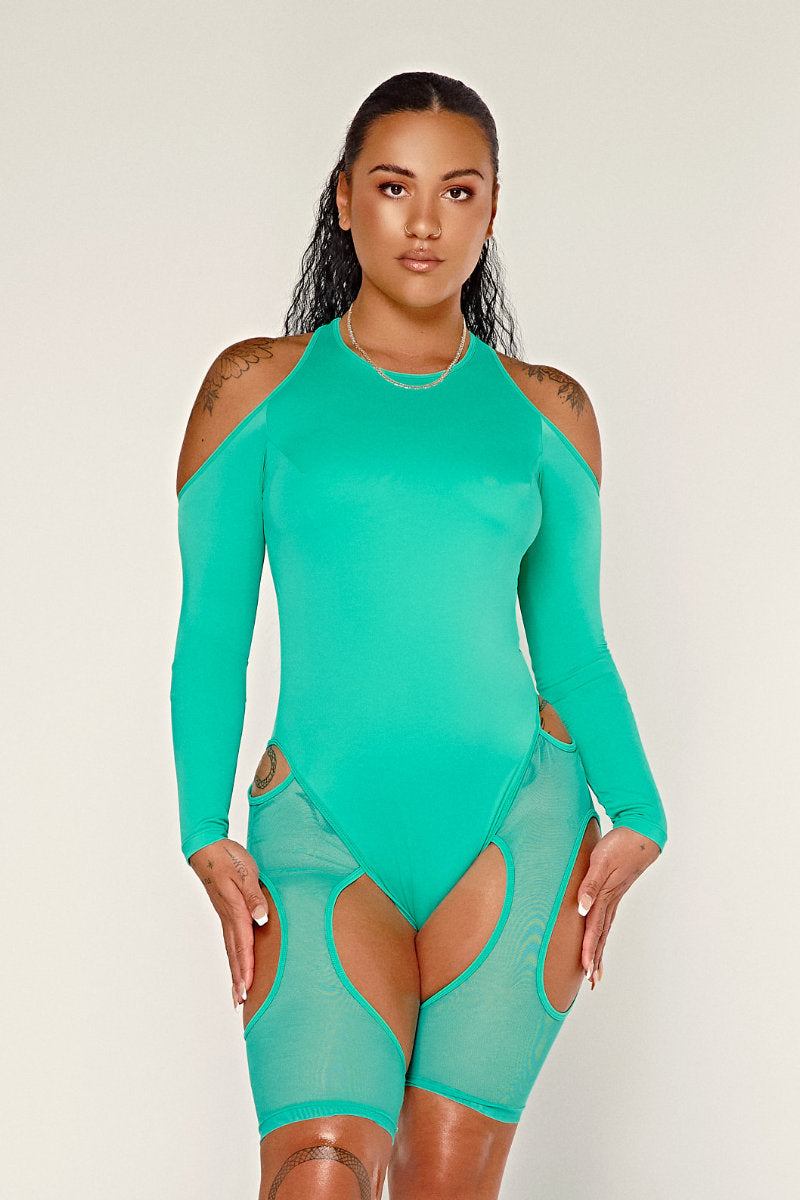 CXIX Dollhaus Mesh Bodysuit - Aqua