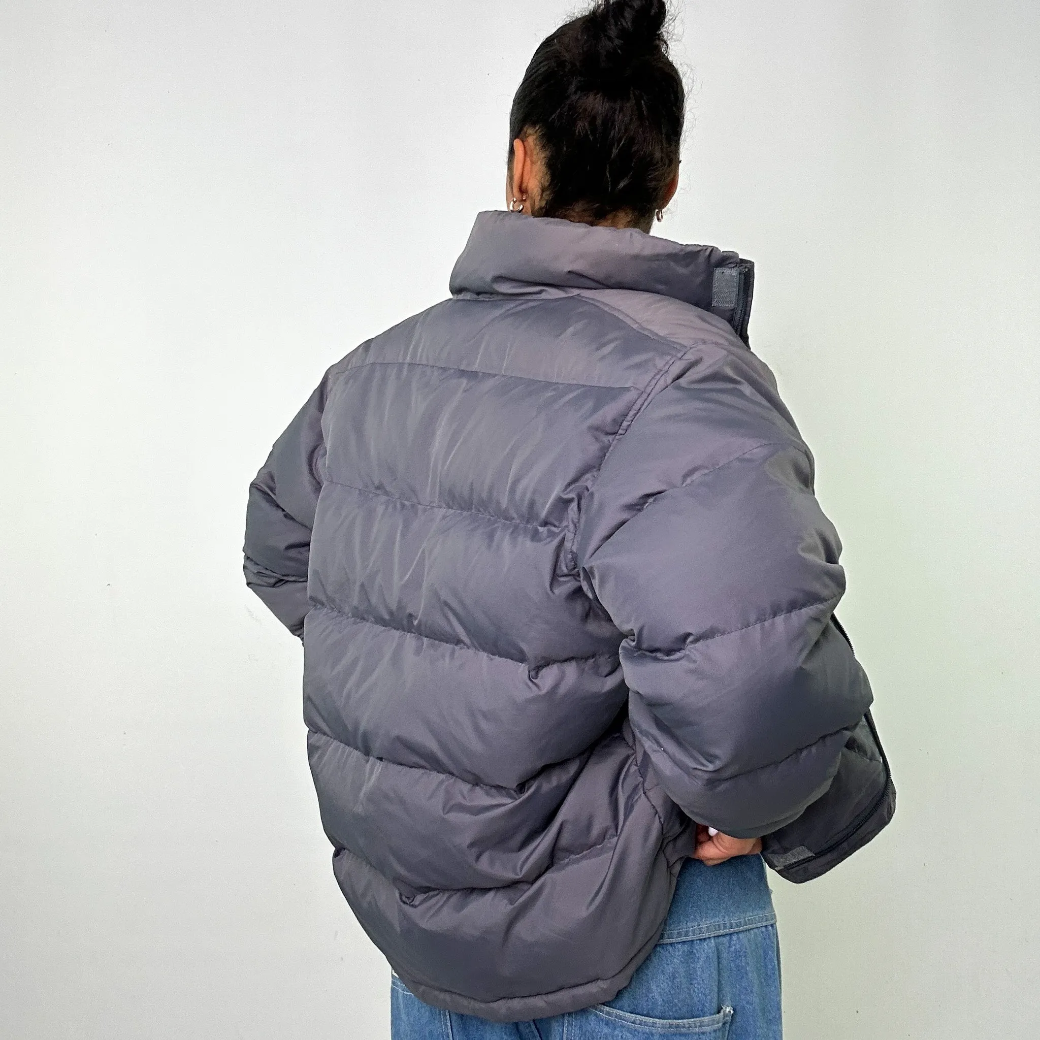 Dark Grey y2ks Champion Puffer Jacket Coat (M)