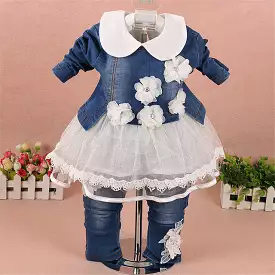 Denim Jacket+T-shirt+Pants 3pcs Suits