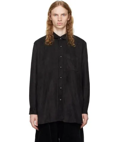 Engineered Garments Black Flared Faux-Suede Shirt