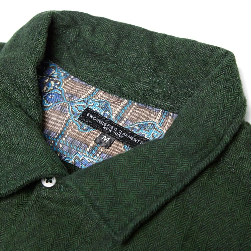 Engineered Garments Classic ShirtGreen Brushed Herringbone