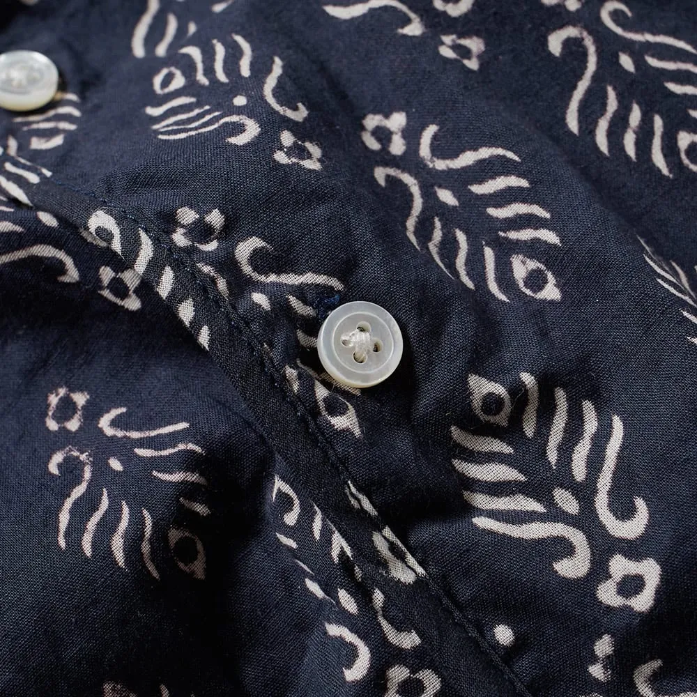 Engineered Garments Short Sleeve Copley ShirtNavy Leaf Print