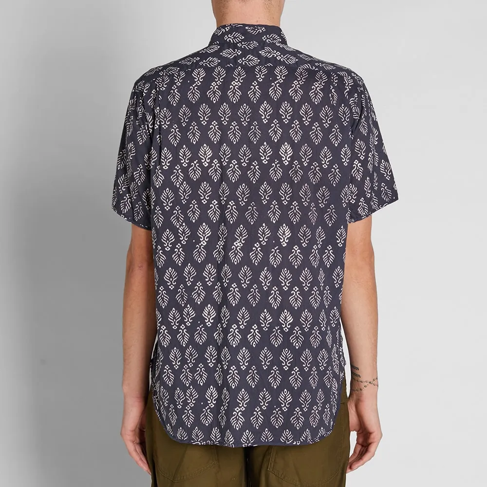 Engineered Garments Short Sleeve Copley ShirtNavy Leaf Print