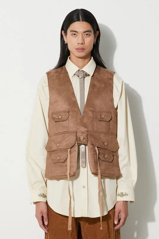 Engineered Garments vest Fowl Vest men’s brown color 23F1C002.CT253