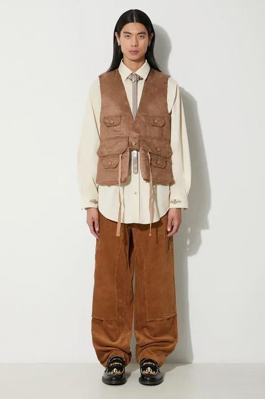 Engineered Garments vest Fowl Vest men’s brown color 23F1C002.CT253