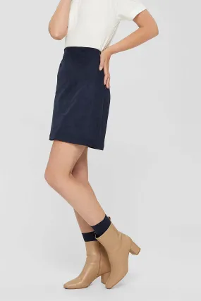 Esprit Faux Suede Skirt in Navy