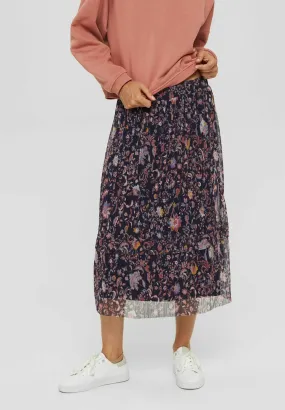 Esprit Plissse Printed Mesh Maxi Skirt