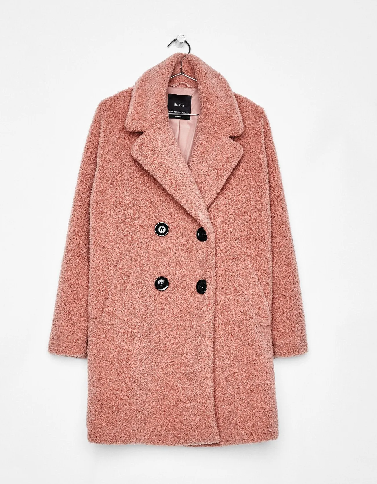 Faux shearling double-breasted coat