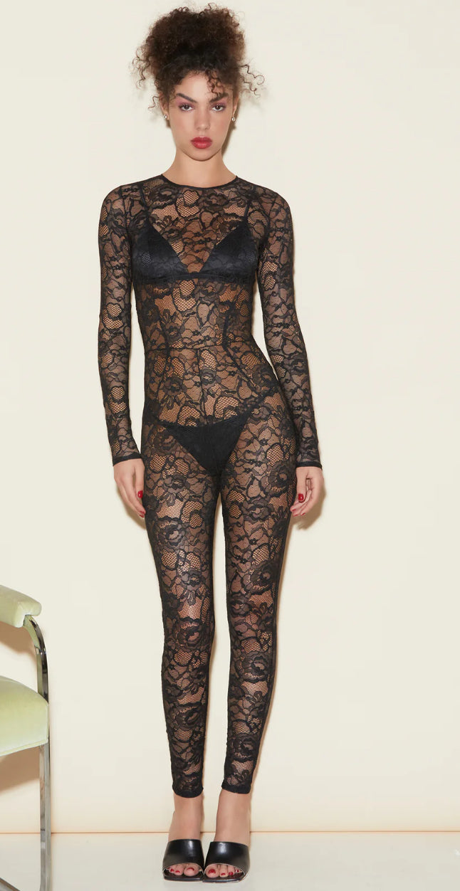 Fleur Du Mal - Lace Catsuit - Black