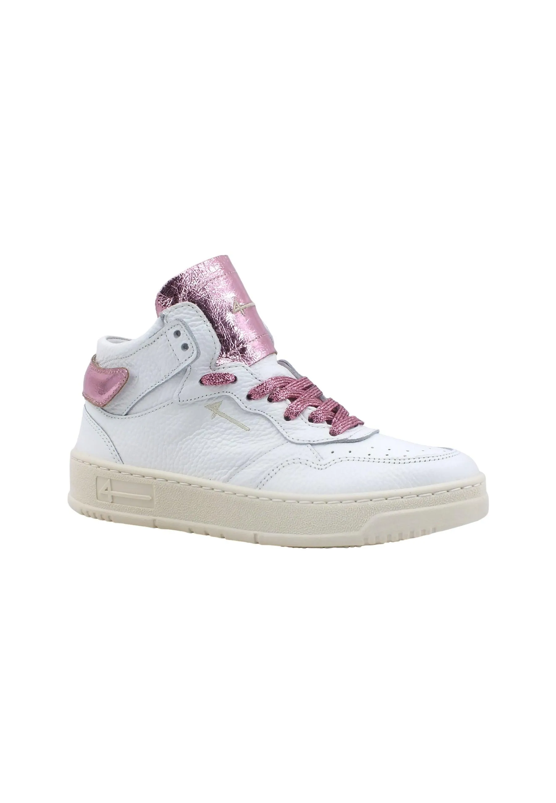 FOURLINE Sneaker Mid Max Donna Bianco Lamè Rosa X109