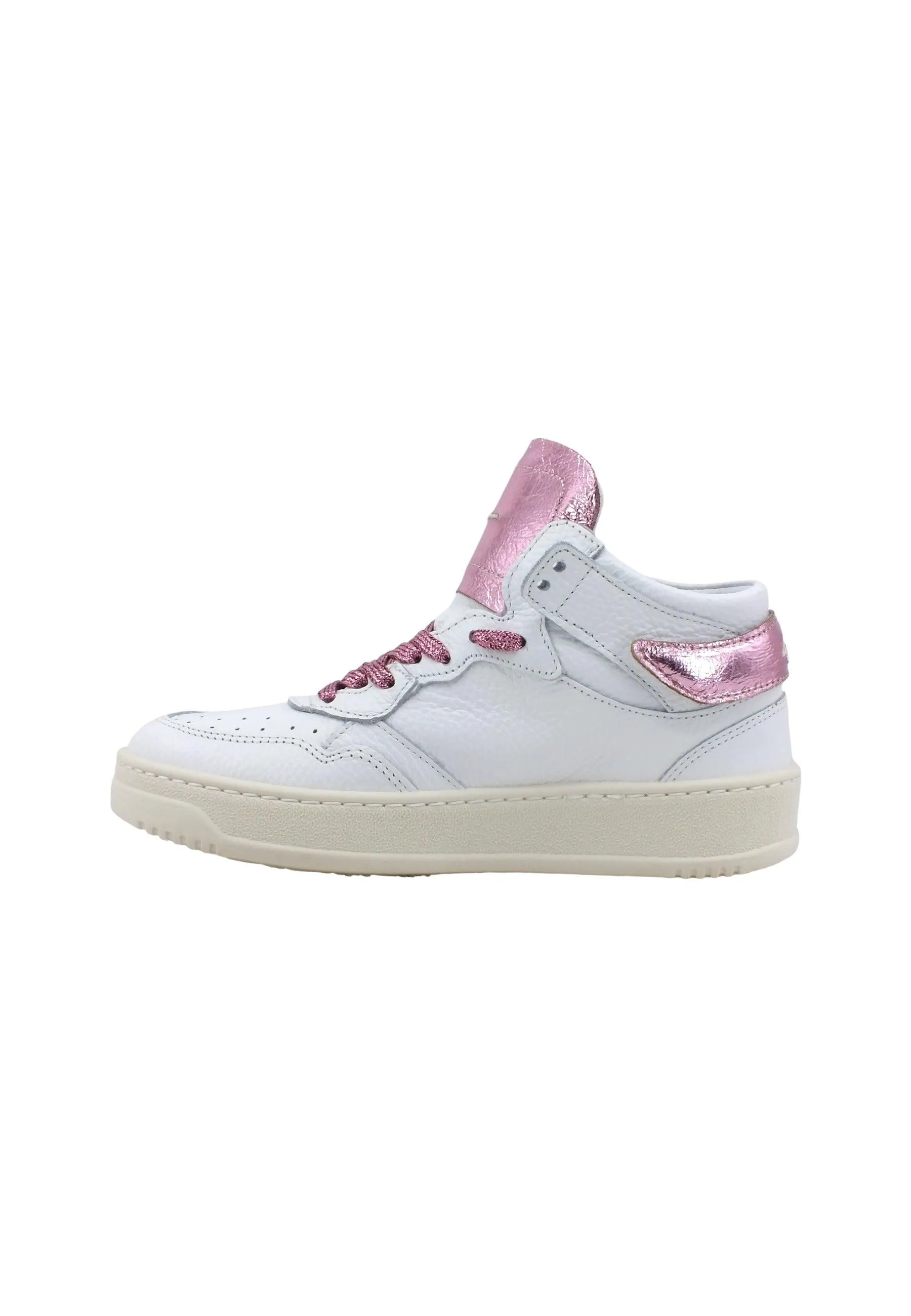 FOURLINE Sneaker Mid Max Donna Bianco Lamè Rosa X109